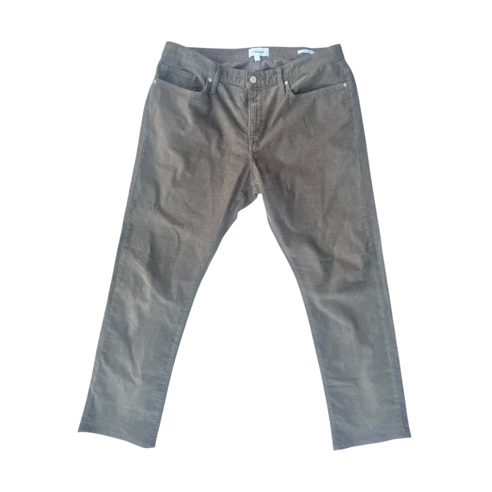 Frame L'Homme Slim Corduroy Pants Mens 36 Olive Green Fine Wale Trousers